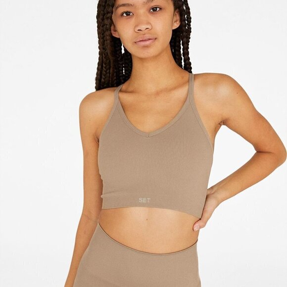 Set Active Sculptflex Ribbed V Bra Sand XS - Picture 5 of 5